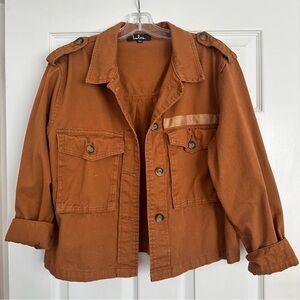 Lulus Boxy Cropped Jacket Size SMALL - Brown/Burnt Orange, Utility Jacket Style